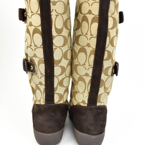 COACH: Tinah Brown Leather & C logo mid-calf boots - Picture 4 of 8